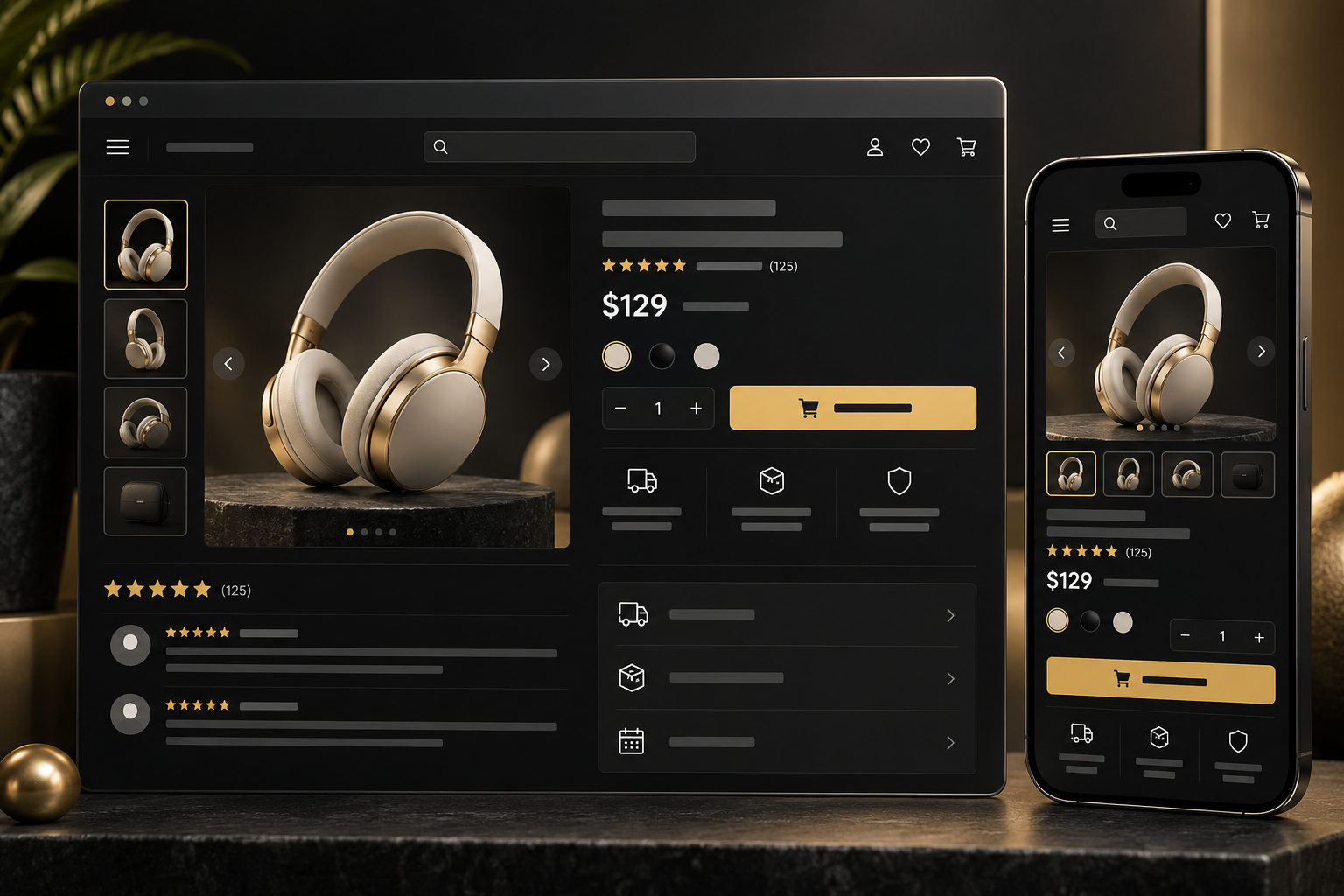 Trustworthy responsive e-commerce product page with reviews delivery details and secure purchase cues
