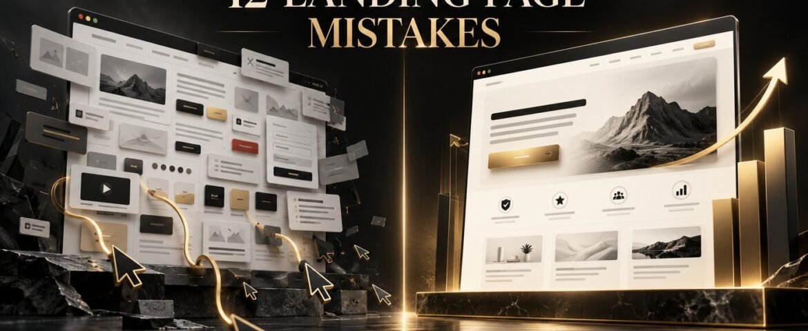 Landing page design mistakes compared with a high-converting landing page