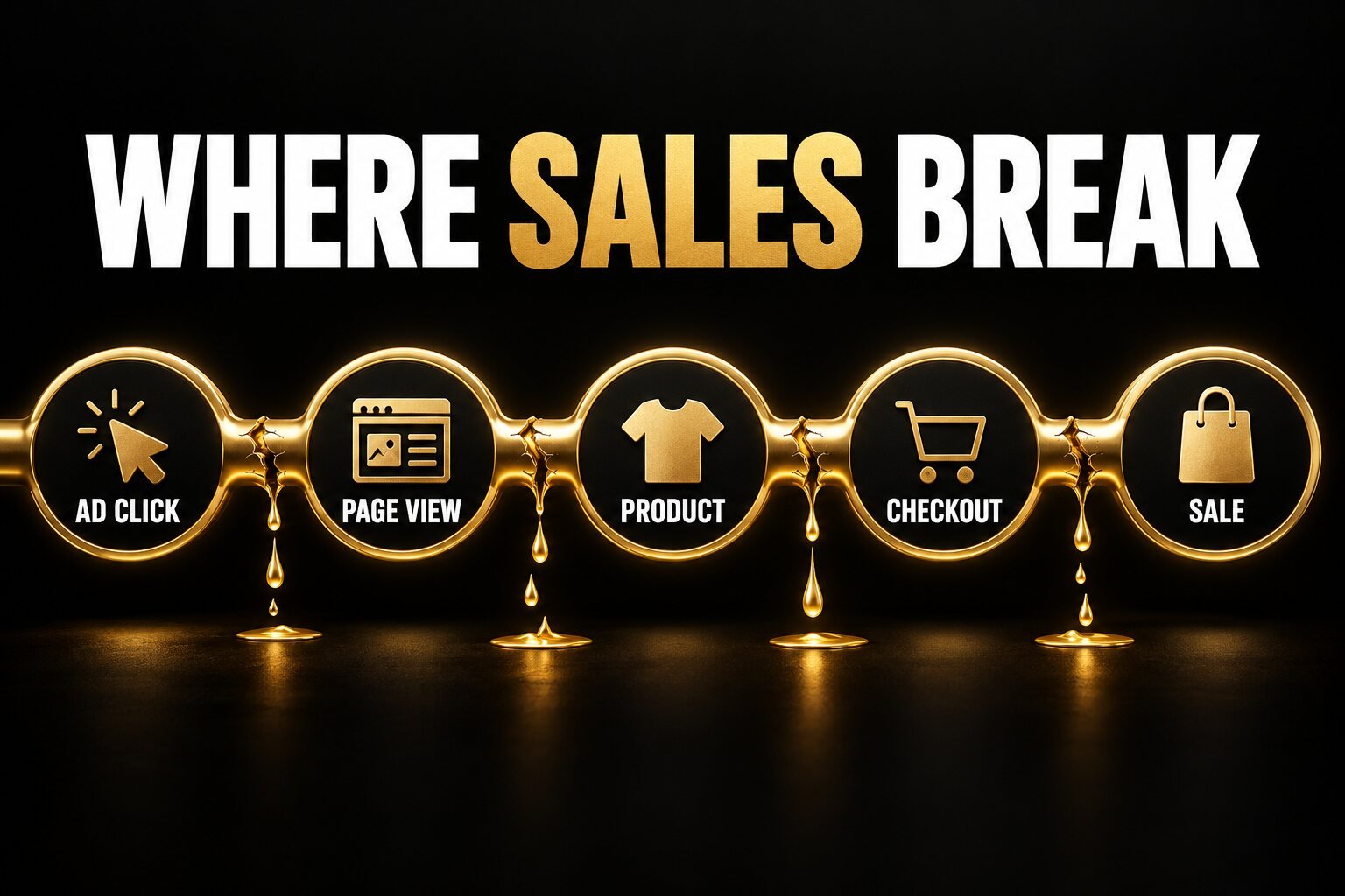 Meta ads conversion journey from ad click to sale with funnel leaks