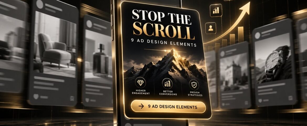 Social media ad design with a scroll-stopping creative and engagement growth