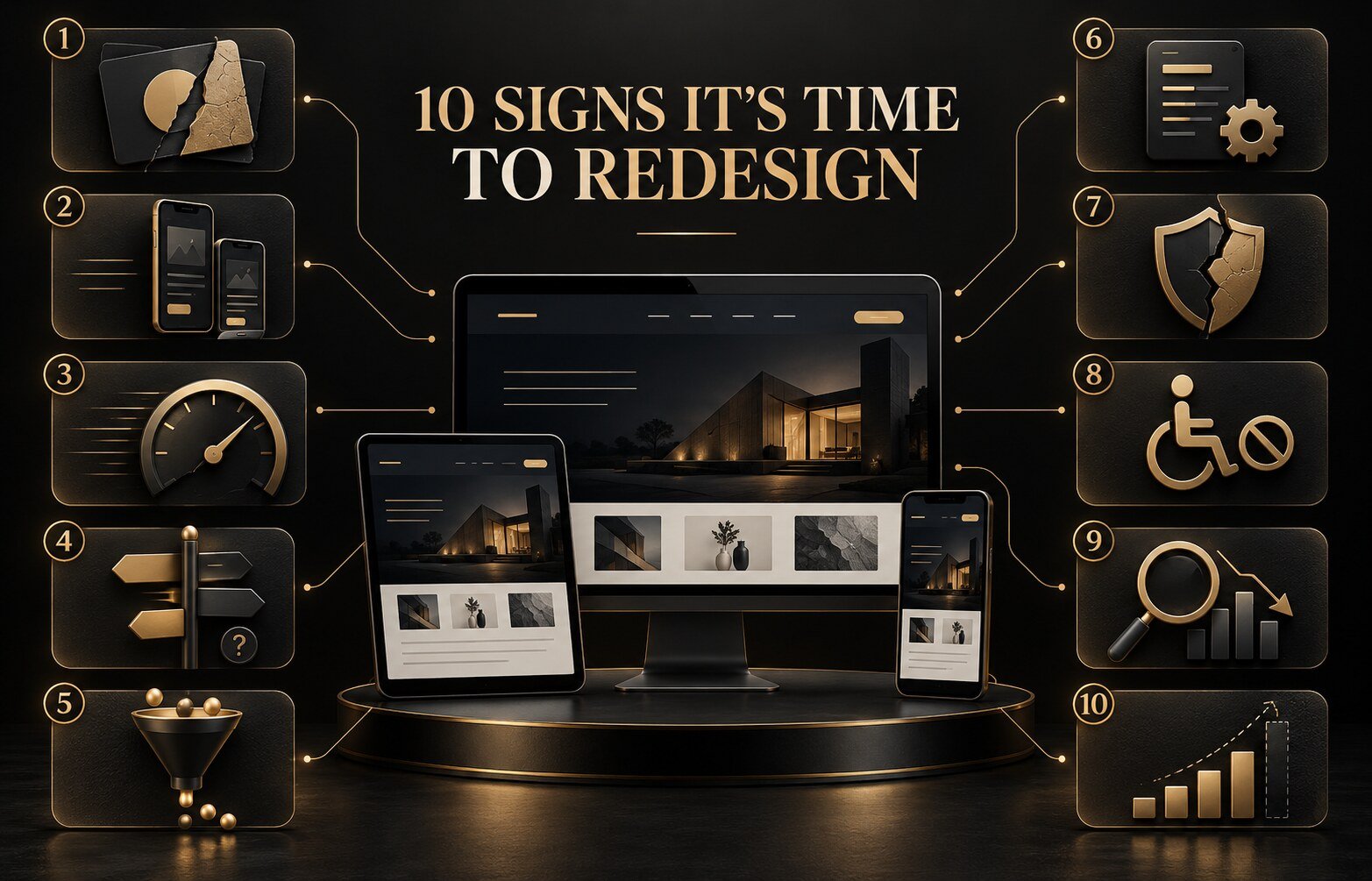 Ten signs a business website needs redesign, including mobile, speed, navigation, conversions, accessibility and SEO
